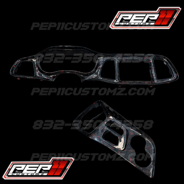 Challenger Carbon Fiber Dash Cover Set Red Flakes